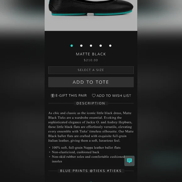 Tieks Matte Black Ballet Flats - Picture 10 of 10